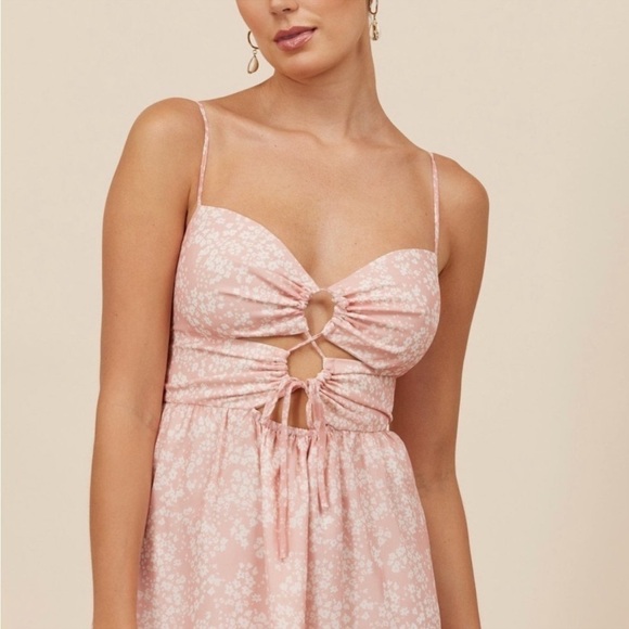 NWT Park & Fifth Wylie Rosa pink & white floral spaghetti strap midi dress - Picture 2 of 11